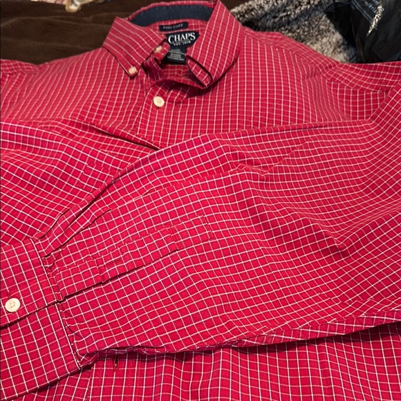Chaps Red and White Casual Button Down Shirt - Picture 5 of 5